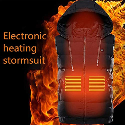 ZYQDRZ Abrigo con Capucha CáLido para El Cuerpo Recargable, Chaleco Ligero con CalefaccióN, ConduccióN Y Caza En Motocicleta Al Aire Libre,Negro,6XL
