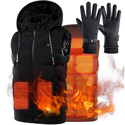 ZYQDRZ Abrigo con Capucha CáLido para El Cuerpo Recargable, Chaleco Ligero con CalefaccióN, ConduccióN Y Caza En Motocicleta Al Aire Libre,Negro,6XL