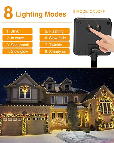 [1 Pack] Guirnaldas Luces Exterior Solar, Litogo Luces Led Solares Exteriores Jardin 12m 120 LED 8 Modos Cadena de Luces Decoracion para Navidad, Terraza, Fiestas, Bodas, Patio, Jardines, Festivales