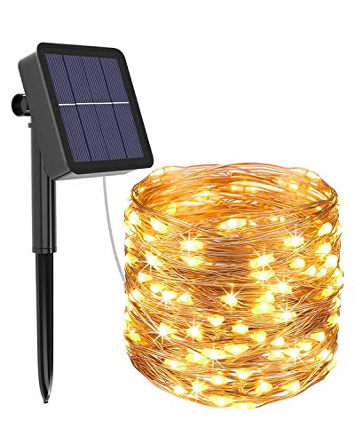 [1 Pack] Guirnaldas Luces Exterior Solar, Litogo Luces Led Solares Exteriores Jardin 12m 120 LED 8 Modos Cadena de Luces Decoracion para Navidad, Terraza, Fiestas, Bodas, Patio, Jardines, Festivales