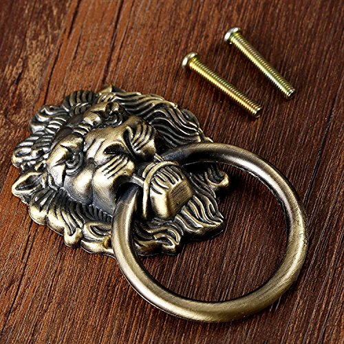10 pomos de armario de bronce antiguo con tiradores de cajón para puerta, perilla, armario, tirones de dibujos animados, cabeza de león