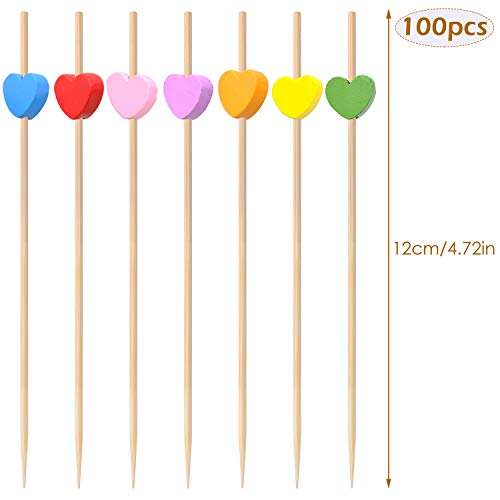 100 piezas Palos de Cóctel, Palillos para Cócteles, para Cócteles Pasteles Barbacoas Fiesta y Boda Decoración (Amor)