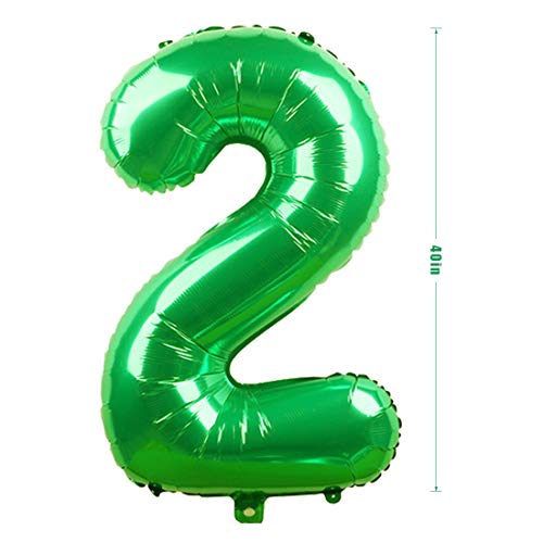 2 Globos de Cumpleaños, Globo 2 Año, Globo Numero 2, Decoracion Cumpleaños Niño, Globos Grandes Gigantes Helio Verde, Globos para Fiestas de Cumpleaños
