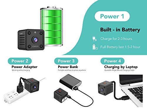 [ 2021 Upgrade ] Cámaras Espía- CUSFLYX 1080P WIFI Full HD Mini Cámara Vigilancia Niñera Mascotas Deportes Garaje IR Visión Nocturna 150ºGran Angular Detección de Movimiento Video Remoto Android y IOS