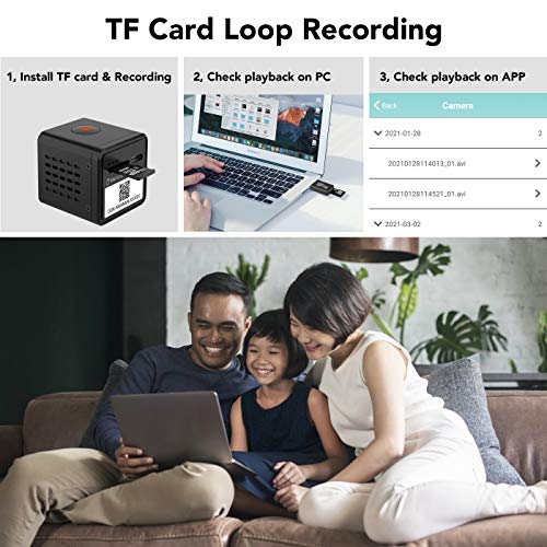 [ 2021 Upgrade ] Cámaras Espía- CUSFLYX 1080P WIFI Full HD Mini Cámara Vigilancia Niñera Mascotas Deportes Garaje IR Visión Nocturna 150ºGran Angular Detección de Movimiento Video Remoto Android y IOS