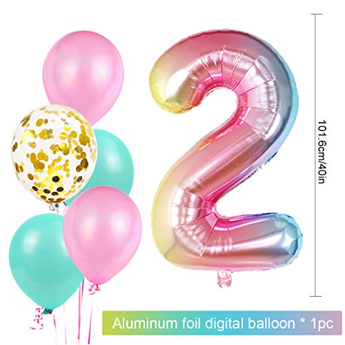 2er Cumpleaños Globos, Decoración de cumpleaños 2 Rosa, Feliz cumpleaños Decoración Globos 2 Años, Foil Globo Número 2 Rosa, Globos de Aluminio para Niñas, Globos Confeti Aluminio para Fiestas Niñas