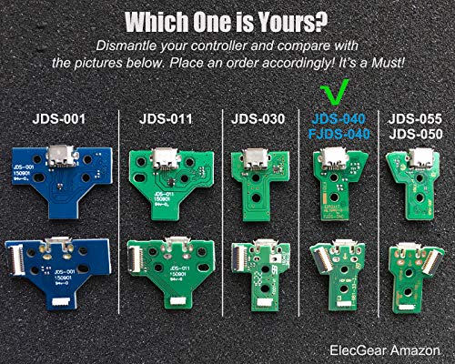 2PCs JDS-040 Replacement Placa Controlador Conectores de Carga Micro USB para Mando PS4, Tarjeta Micro del Cargador de Batería del USB Parte Adaptador, Flex Cable - PlayStation DualShock Controller