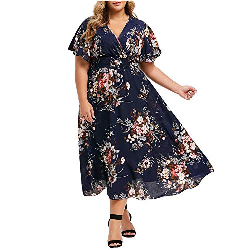 &35 Vestido floral de tamaño grande para mujer, vestido de manga corta, vestido de mujer, vestido de manga corta, vestido de mujer ETE 2018 - - XX-Large