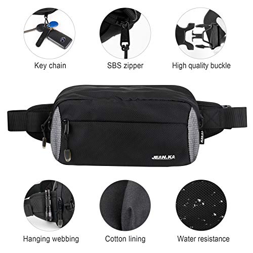 4UMOR Riñonera Mujer y Hombre, Bolsos Mujer Bandolera Hombre Impermeable Bolsa de Pecho con Gran Capacidad Cabe Botella de Agua Bolsa de Hombro Negra Nylon con Bolsillos para Viaje y Excursion