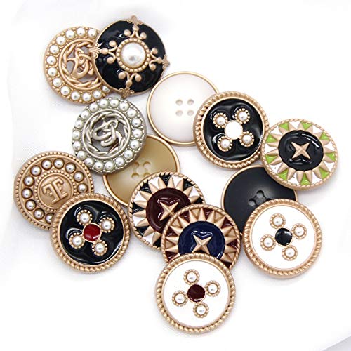 6 uds Botones de Abrigo de Metal Dorado con Perlas de imitación para Mujer, Ropa Decorativa, Botones Grandes Vintage, Accesorios de Costura al por Mayor