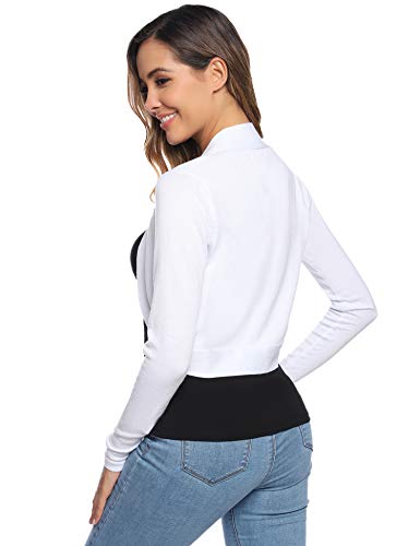 Abollria Cardigan Corta Mujer con Mangas Largas Elegante Bolero Boda Chaqueta Pequeña Toreras de Punto para Fiestas Ceremonia Novia Party