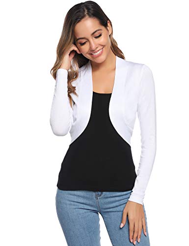 Abollria Cardigan Corta Mujer con Mangas Largas Elegante Bolero Boda Chaqueta Pequeña Toreras de Punto para Fiestas Ceremonia Novia Party