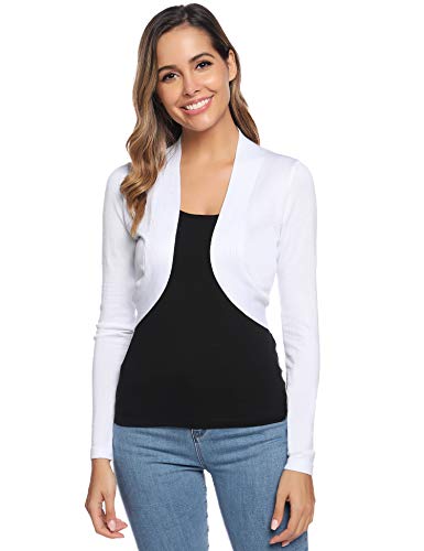 Abollria Cardigan Corta Mujer con Mangas Largas Elegante Bolero Boda Chaqueta Pequeña Toreras de Punto para Fiestas Ceremonia Novia Party