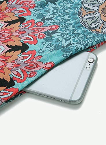 Abravo Mujer Vestido Estampado Floral sin Mangas Vestido Casual Corto Playa con un Bolsillo,Azul,M