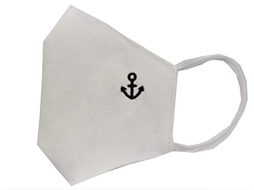 Accesorio comunión niño blanco con ancla bordada en color azul