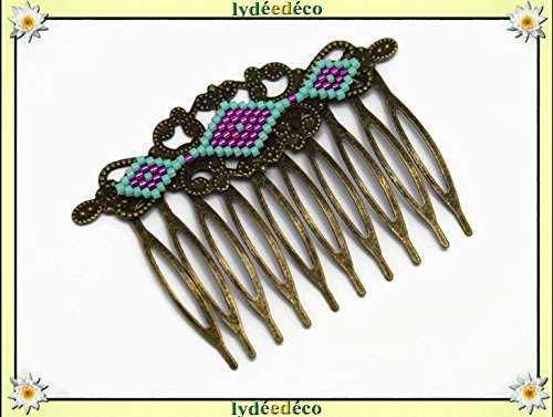 Accesorios para el cabello rombo perla rombo japonesa retro verde turquesa rosa fushia latón bronce regalos personalizados navidad amigos cumpleaños invitados boda pareja mujer mamá