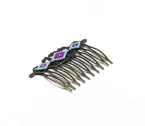 Accesorios para el cabello rombo perla rombo japonesa retro verde turquesa rosa fushia latón bronce regalos personalizados navidad amigos cumpleaños invitados boda pareja mujer mamá