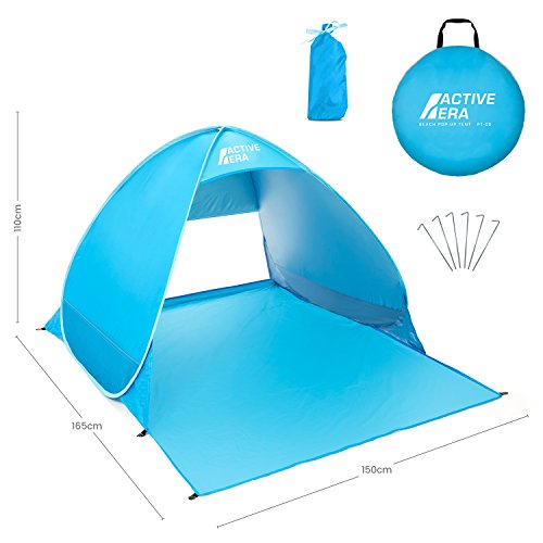 Active Era Tienda de Playa Pop-Up. Desplegable Instantánea para 2 personas - Con FPS 50+ para Protección Solar UV - Incluye Bolsa de Viaje & Piquetas para Tienda