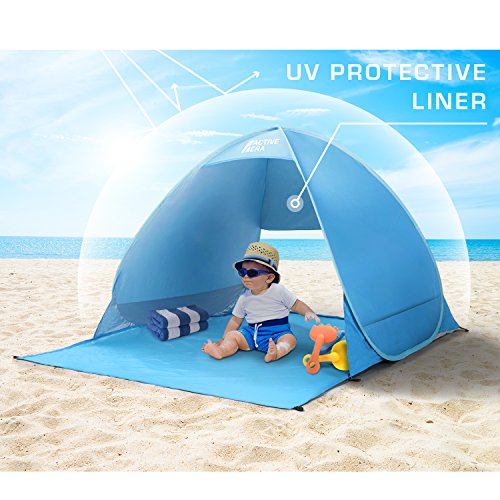 Active Era Tienda de Playa Pop-Up. Desplegable Instantánea para 2 personas - Con FPS 50+ para Protección Solar UV - Incluye Bolsa de Viaje & Piquetas para Tienda