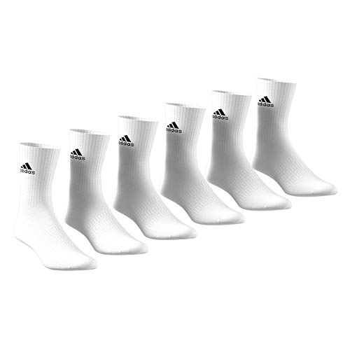 adidas CUSH CRW 6PP Socks, Unisex adulto, Top:White/White/White/White Bottom:White/White, M