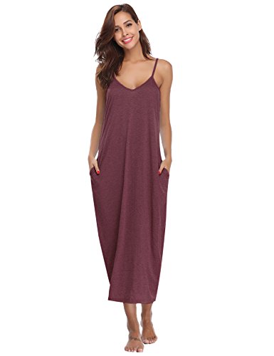 Aibrou Vestidos Mujer Algodón Verano,Vestidos de Playa sin Mangas Falda Largo Sexy Elegante y Comodo Dress para Playa Casual Caminar Diario Compras