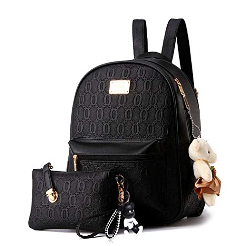 AINUOEY Mujer Bolsos Mochila Vestir Antirobo Pequeña Casual Bandolera Cuero Hombro Piel de PU Fekete