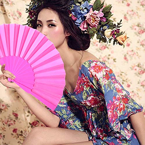 AIUIN 1 pcs Abanico Rosa de Boda Plegable de Mano Tela Regalo Recuerdo Detalle para Invitados de Boda Fiesta o Baile Arte Madera