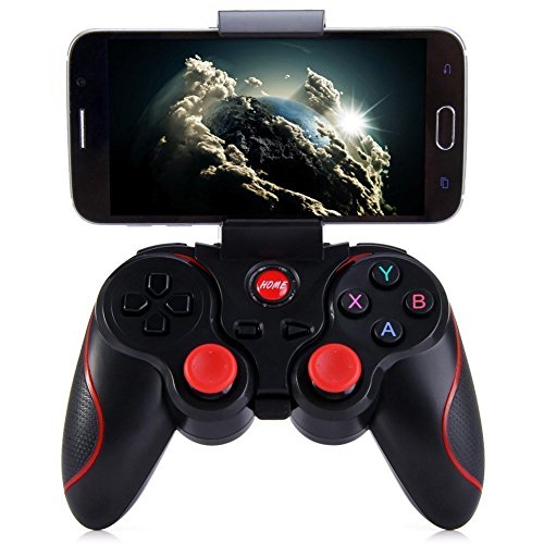 Amazingdeal365 - Mando para videojuegos con joysticks inalámbrico por Blueetooth con soporte ajustable para teléfonos Smartphones Android, tabletas, ordenadores, televisores Smart TV y con cajas de TV