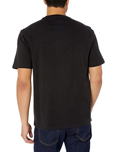 Amazon Essentials - Pack de 2 camisetas de manga corta y corte holgado con cuello redondo y bolsillo para hombre, Negro (Black Bla), US S (EU S)