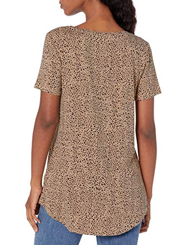 Amazon Essentials Túnica de Manga Corta con Cuello en V Fashion-t-Shirts, Mini Leopardo, XS