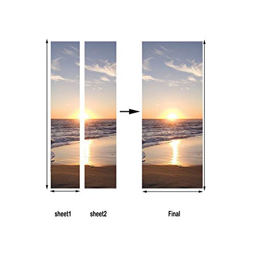 A.Monamour Pegatinas Decorativas de Puerta Autoadhesivo 3D Malibu Atardecer Playa De Arena Océano Costa Naturaleza Paisaje Vinilo para Puertas Mural PVC Pegatinas de Pared Foto Poster 90 x 200 cm