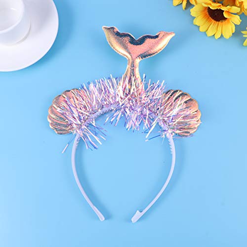 Amosfun Glitter Mermaid Tail mar Shell Diadema Diadema Tiara Corona Sirena Disfraz Sirena temática Fiesta de cumpleaños favores Regalos (Plata)