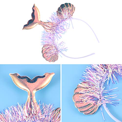 Amosfun Glitter Mermaid Tail mar Shell Diadema Diadema Tiara Corona Sirena Disfraz Sirena temática Fiesta de cumpleaños favores Regalos (Plata)