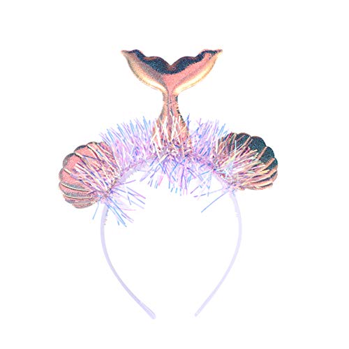 Amosfun Glitter Mermaid Tail mar Shell Diadema Diadema Tiara Corona Sirena Disfraz Sirena temática Fiesta de cumpleaños favores Regalos (Plata)