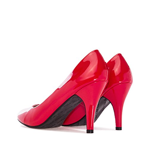 Andres Machado - Zapatos de tacón para Mujer - Tacon de Aguja - ESAM422 - Hora Estilo Retro - Tallas pequeñas, Medianas y Grandes - sin Cordones - Zapato de tacón Charol Rojo. EU 44