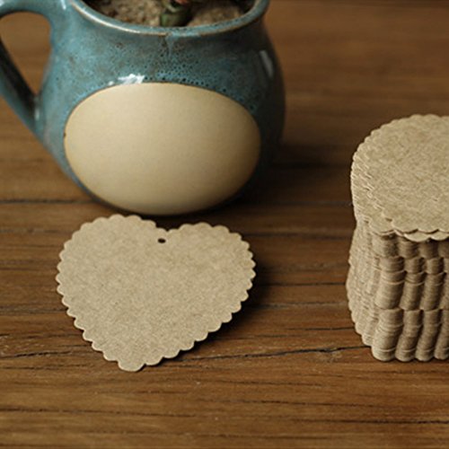 Anpro 120 Piezas Etiquetas de Papel Kraft Etiquetas de Equipaje Etiquetas de regalo Etiquetas de Papel de Boda con 30 Metros Cordel de Yute
