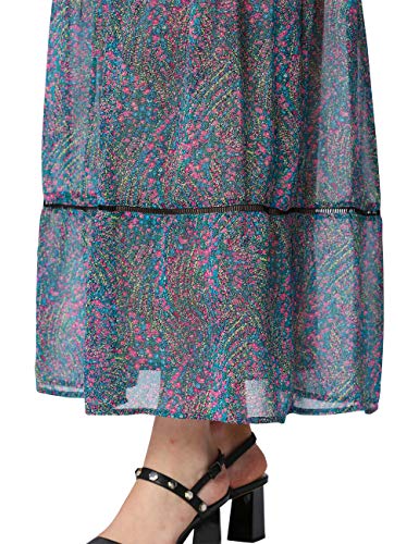 APART Fashion Dress with Volants Vestido, Azul (Petroleo/Multicolor Petroleo/Multicolor), 36 (Talla del Fabricante: 34) para Mujer