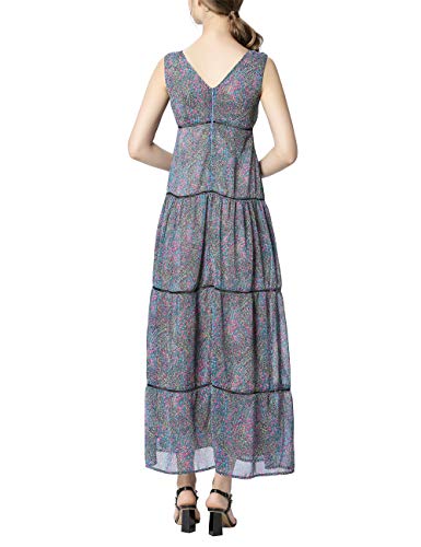 APART Fashion Dress with Volants Vestido, Azul (Petroleo/Multicolor Petroleo/Multicolor), 36 (Talla del Fabricante: 34) para Mujer