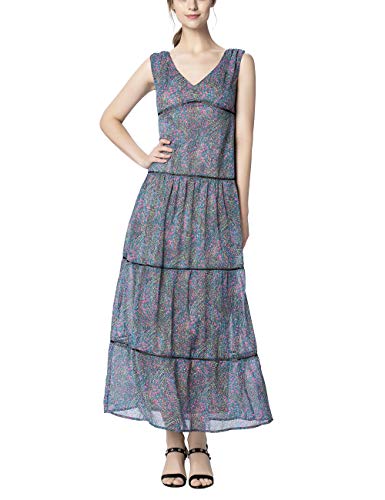 APART Fashion Dress with Volants Vestido, Azul (Petroleo/Multicolor Petroleo/Multicolor), 36 (Talla del Fabricante: 34) para Mujer