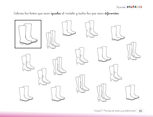 Aprendo palabras. Unidad 9: Prendas de vestir y complementos / Editorial GEU/ Diseñado para maestros E.Infantil / Enseña vocabulario básico