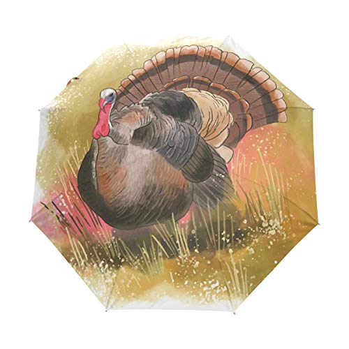 Arte Abstracto Turquía Paraguas Plegable Hombre Automático Abrir y Cerrar Antiviento Protección UV Ligero Compacto Paraguas para Viajes Playa Mujeres Niños Niñas