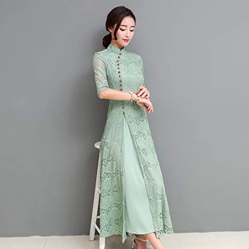 Asia del Partido del Vestido Tradicional Vietnamita Tradicional del Vestido Bordado Vietnamita Vestido De Traje Asiático Zzzb (Color : Color3, Size : M)