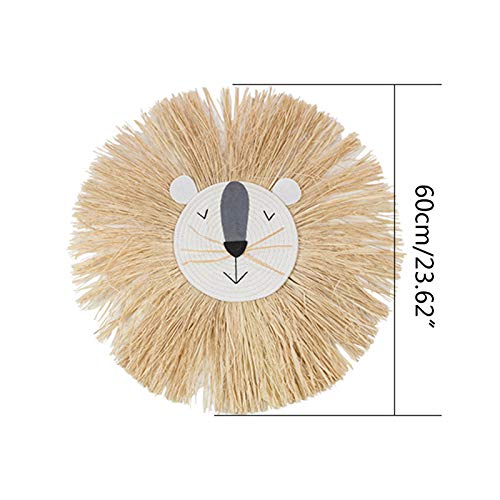 ATATMOUNT Decoraciones Colgantes de León de Dibujos Animados Hecho a Mano Hilo de algodón Tejido Adorno de Cabeza de Animal habitación de niños Accesorio para el hogar