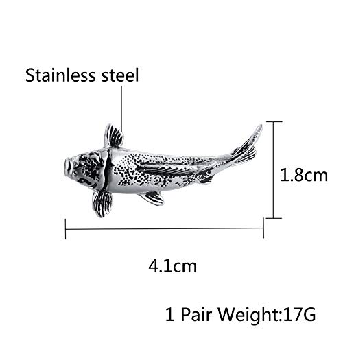 Aundiz Hombres Acero Inoxidable Gemelos Animal Pez Diseño Camisa Gemelos Plata