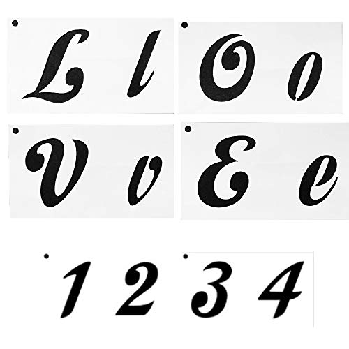 Aweisile Plantillas de Letras 40 Piezas Plantillas de Números de Letras Plantillas Letras Reutilizables Plantillas Plantilla Letras Spray para Dibujar sobre Papel Mueble Manualidades