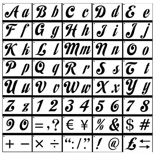 Aweisile Plantillas de Letras 40 Piezas Plantillas de Números de Letras Plantillas Letras Reutilizables Plantillas Plantilla Letras Spray para Dibujar sobre Papel Mueble Manualidades