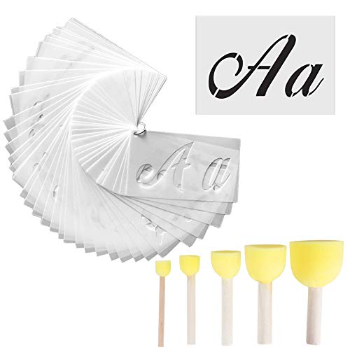 Aweisile Plantillas de Letras 40 Piezas Plantillas de Números de Letras Plantillas Letras Reutilizables Plantillas Plantilla Letras Spray para Dibujar sobre Papel Mueble Manualidades