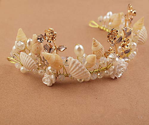 AYRSJCL Shell de la Perla Hecha a Mano de Las Estrellas de mar de la Concha de la aleación Corona Star Fish Tocado Accesorios de Estudio