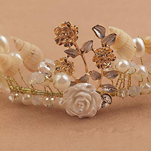 AYRSJCL Shell de la Perla Hecha a Mano de Las Estrellas de mar de la Concha de la aleación Corona Star Fish Tocado Accesorios de Estudio