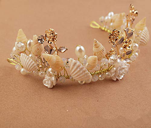 AYRSJCL Shell de la Perla Hecha a Mano de Las Estrellas de mar de la Concha de la aleación Corona Star Fish Tocado Accesorios de Estudio